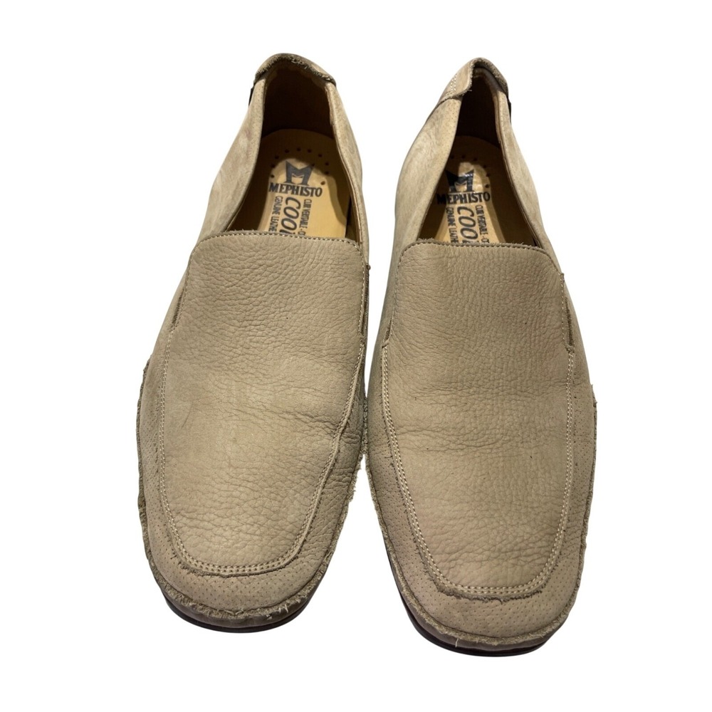 Mephisto Cool-Air Mens Beige Pebbled Leather Moc‎ Toe Loafers Shoes US 13
